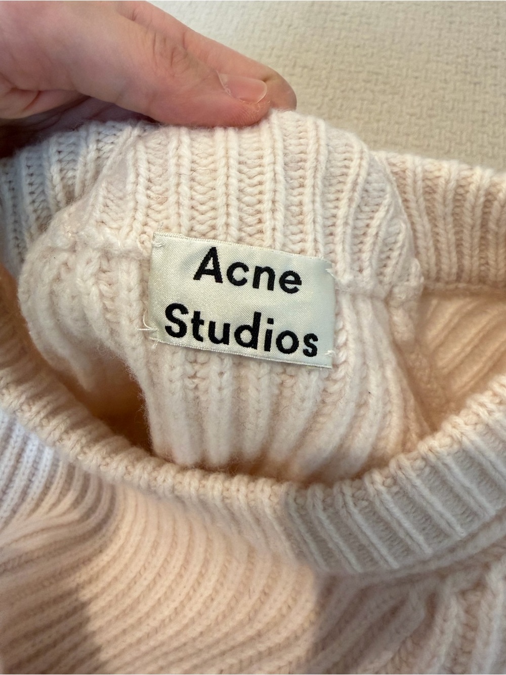 Acne Studios Cream Ribbed Turtleneck Sweater
